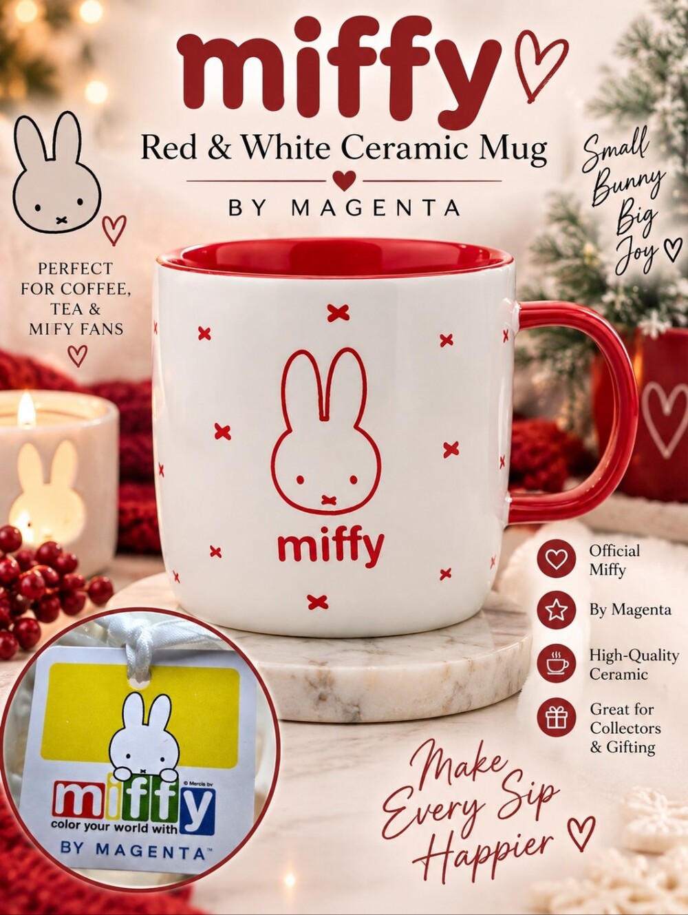 Miffy Red & White Ceramic Mug